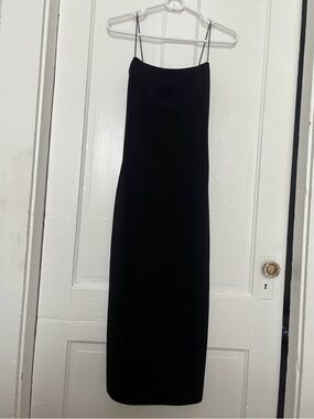 Zara Sculpt Fabric Long Black Dress Size Small NWT